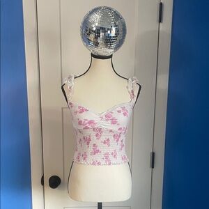 BDG Pink Floral Crop Top